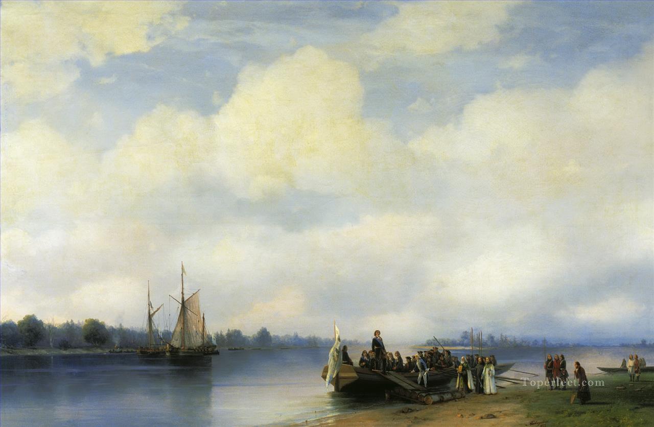 arrival of peter i on the neva 1853 Romantic Ivan Aivazovsky Russian Oil Paintings
